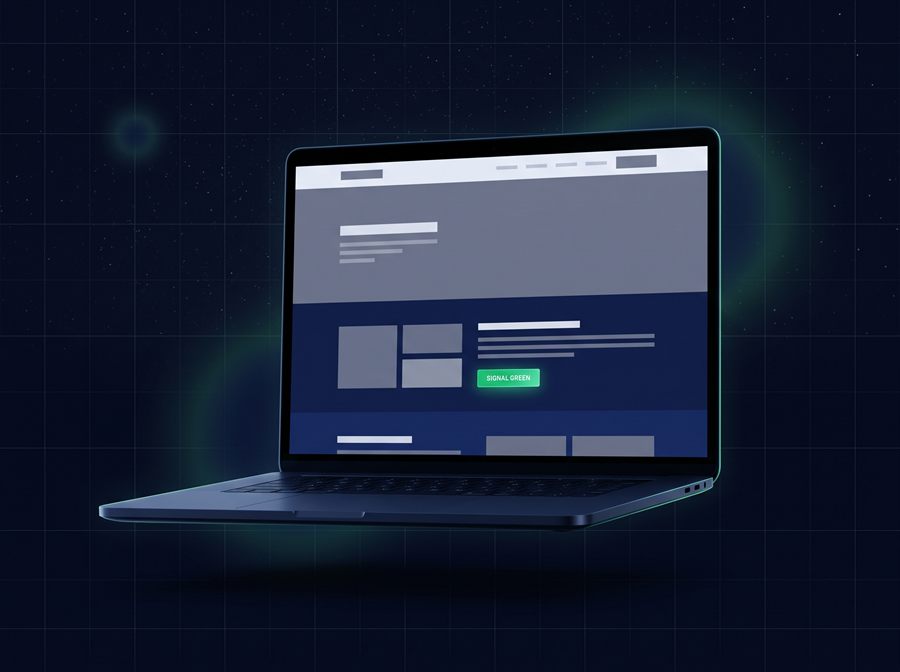 Notebook exibindo o layout de um site em desenvolvimento.